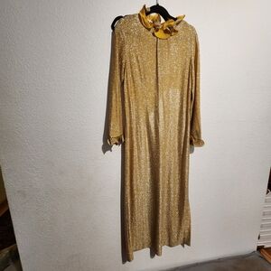 Elegant Vintage Lurex Gold Long Sleeve Dress